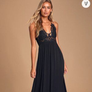 Adella Maxi Slip Black Lace Dress
